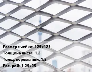 Сетка ЦПВС просечно-вытяжная 125х125 s=1.2 1.5 Раскрой: 1.25х25